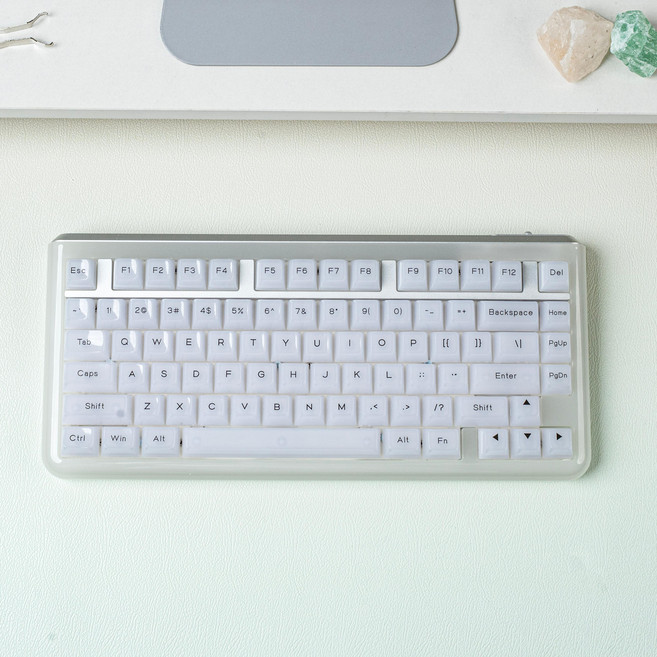 KiiBOOM Jade75 키붐 기계식 키보드 유무선 QMK/VIA 75% 핫스왑 CNC+UV 수지 성형 크리스탈 축, 클리어, KiiBOOM Crystal Switch, 제조사축