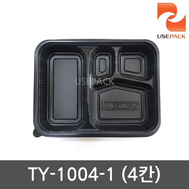 유즈팩 TY1004-1 일회용 도시락 4칸 50개 돈가스용기, 1개