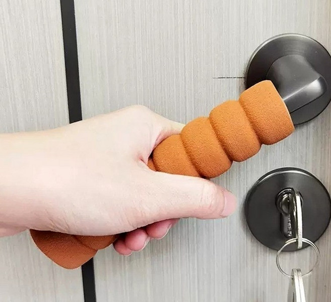 실리콘 방문손잡이 문손잡이 커버 2P 방화문 문고리 철문 화장실 욕실 도어락, 브라운(2p)