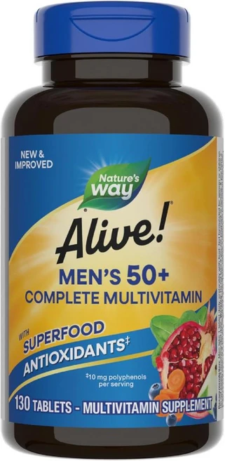 네이처스웨이 얼라이브 50세이상 남성 컴플리트 멀티비타민 Nature's Way Alive Men Multivitamin, 130정, 1개 - 쿠팡