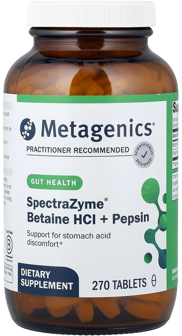 Metagenics SpectraZyme® 베타인 HCl + 펩신 270정 Metagenics (메타제닉스), MeTAG 태그enics, SpectraZyme 베타인, 1개 - 쿠팡