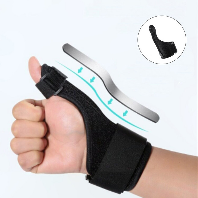 엄지 손목 보호대 듀얼 지지대 교체형 좌우공용 손목 피로, 블랙, 1개