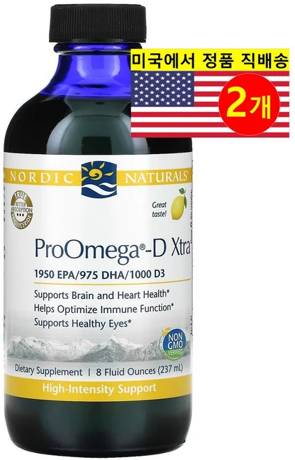Nordic Naturals 노르딕 네추럴스 프로 오메가-D Xtra 레몬향, 2개, 237ml - 쿠팡