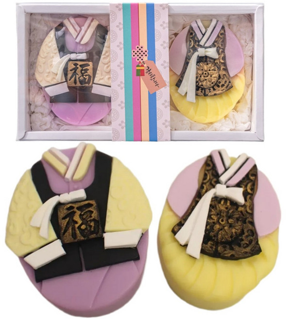 샤이닝데이 수제한복비누 남여한쌍 선물 답례품 100+2, 노랑한복비누1세트, 100g, 2개입