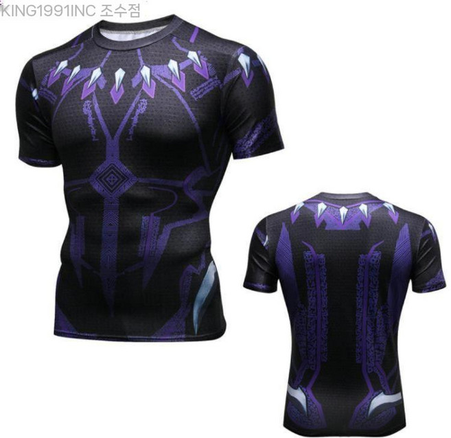 남자 래쉬가드 수영복 스파이더맨 티셔츠 운동 헬스 수영 히어로, 2. 1771-팬더반팔