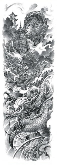 코어브릿지 남성 긴팔 이레즈미 블랙 타투 스티커 셀프 헤나 인스턴트 문신, TQB-017, 1개