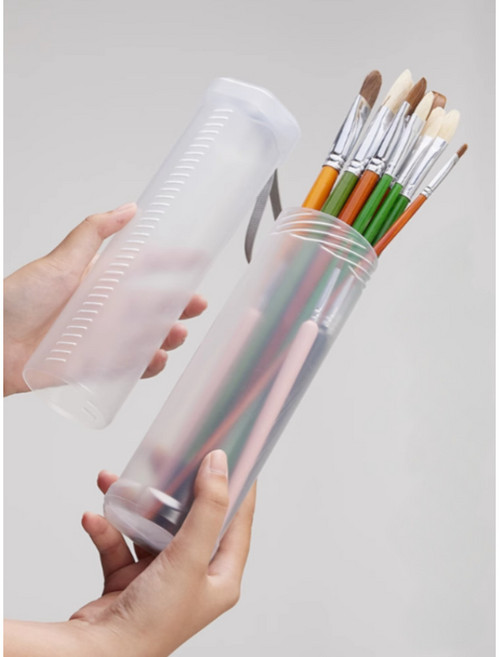 노블아트 플라스틱 원형 길이조절 반투명 붓통, 1개