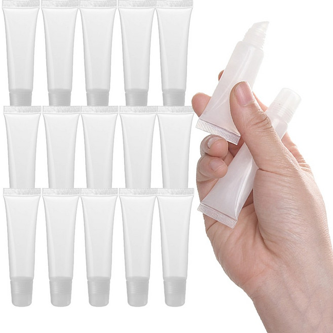 이지유 여행용 공병 튜브 세트 휴대용 치약 핸드크림 화장품 소분 용기 립밤, 15개, 투명 15ml