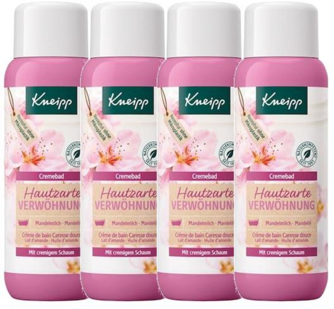 크나이프 아몬드 밀크 오일 버블 바쓰 Hautzart Verwohnung 입욕제, 4개, 400ml