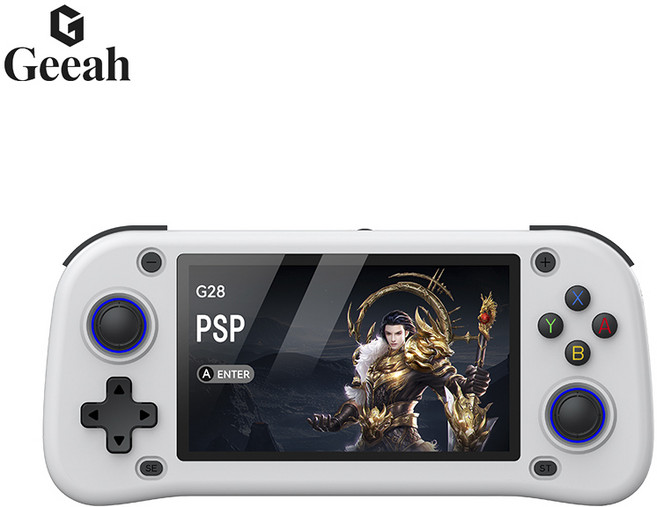 Geeah G28 PSP 휴대용 게임기 15000게임 다량 내장 레트로 게임 콘솔, 흰색