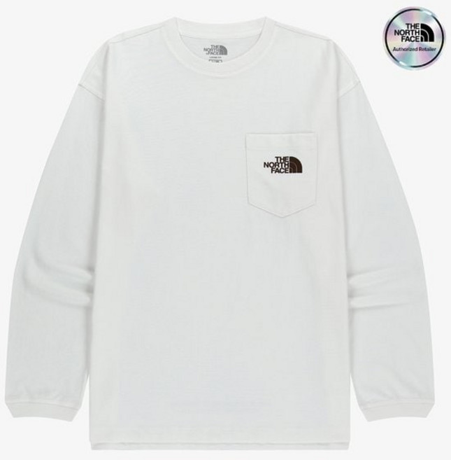 국내백화점 노스페이스 티셔츠 브랜드관 공식 NT7TR50K 화이트라벨 포켓 긴팔 라운드티 (BK파우치증정)