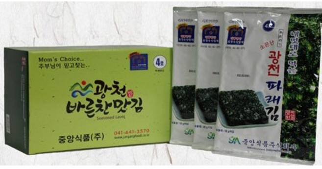 광천김 중앙식품 바른찬 파래맛김 10봉, 180g, 1개