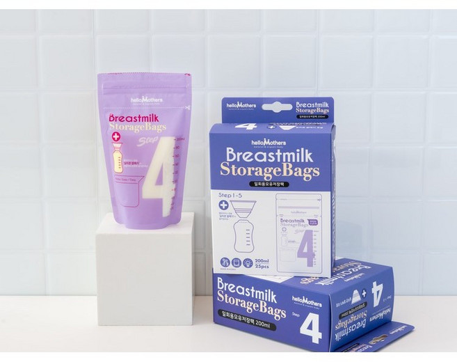 헬로마더스 일회용 모유저장팩 200ml (+실리콘깔때기 무료증정) Step4 - 25pcs