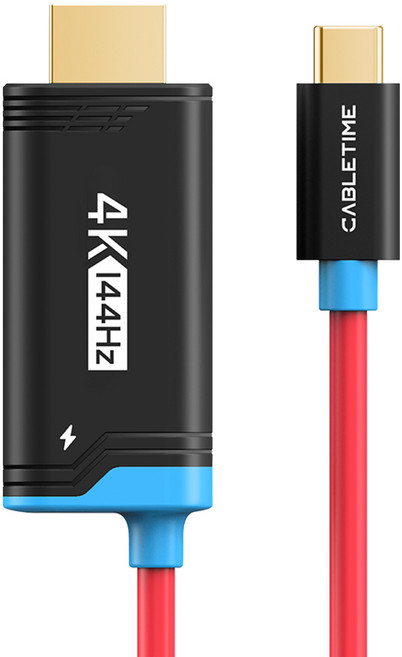 케이블타임 4K 144Hz C타입 HDMI 100W PD 충전 미러링 케이블 닌텐도 스위치 1 2 지원, 1개, 블랙, 2m