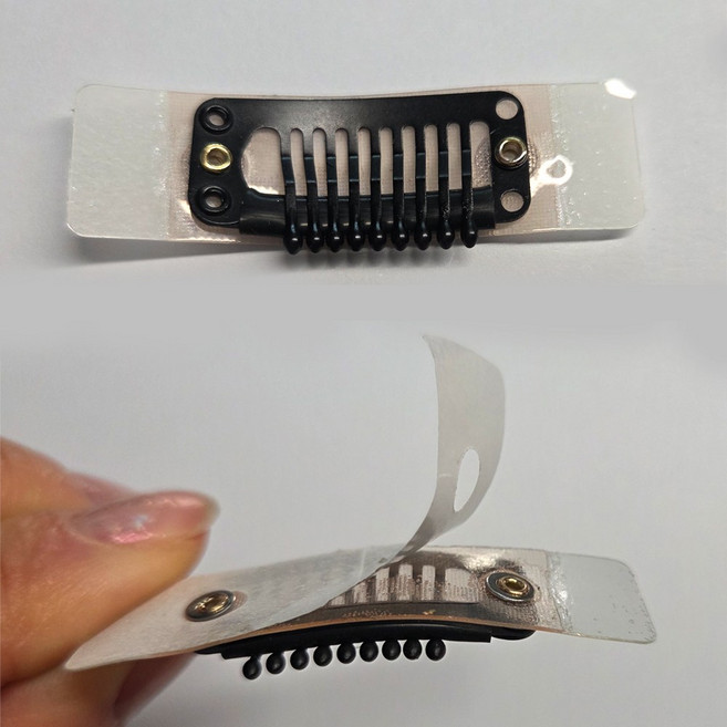 가발고정핀 (우레탄-9발 양면테이프 처리된 제품) 똑딱이핀 가발전용클립, 10개, 우레탄 부착형 9발클립(양면테이프처리됨)