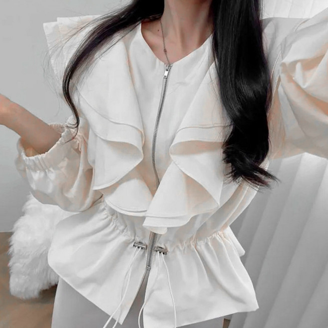 대박난박양 프릴 크롭 집업