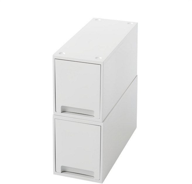 위즈홈 적층형 틈새수납장 슬림 2단, 화이트