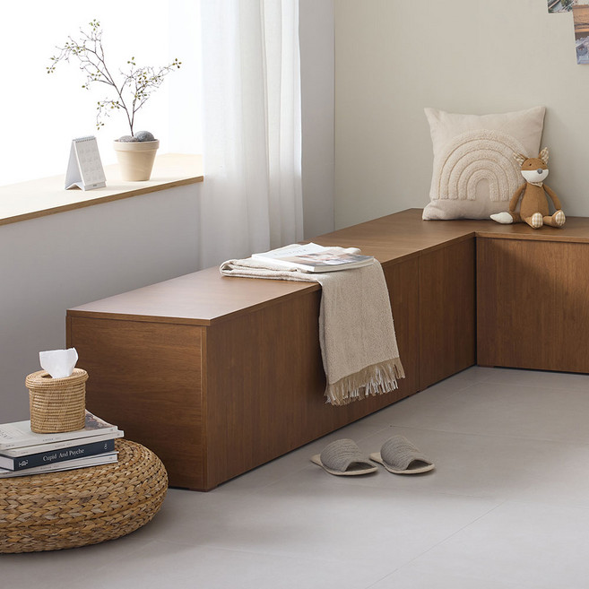 몬트디자인 담소 1200 수납 벤치 의자 낮은수납장 4colors, 월넛