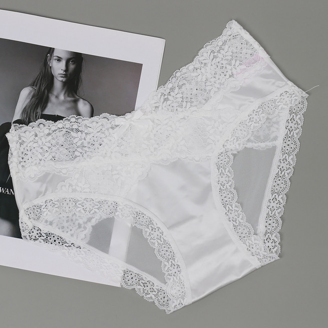 미미캐츠 3매구성 크로스 레이스 후면 망사 여성 팬티 3매 P-466