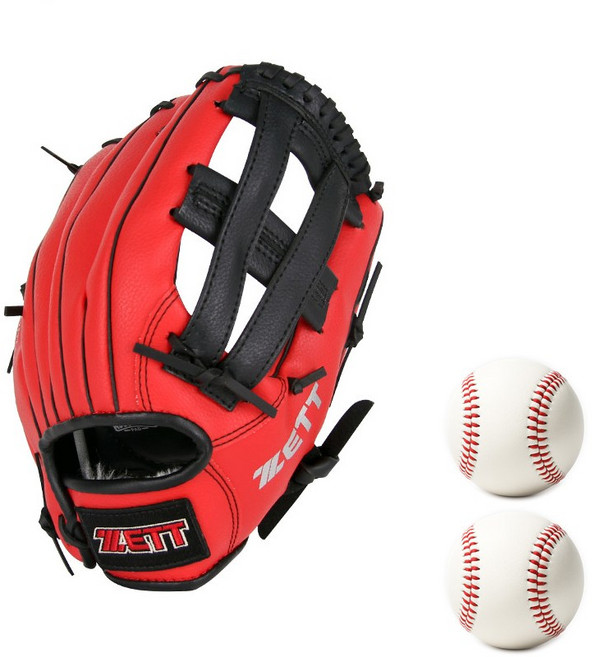 제트 올라운드 합피 글러브 우투용 투센 안전 야구공 2p, 1개, 레드