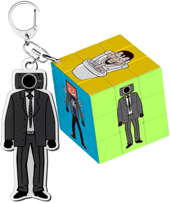 스키비디 토일렛 굿즈 키링 큐브 큐브키링 카메라맨 스피커맨 타이탄 변기 키홀더 열쇠고리, 1개, 6.일반 카메라맨 큐브키링