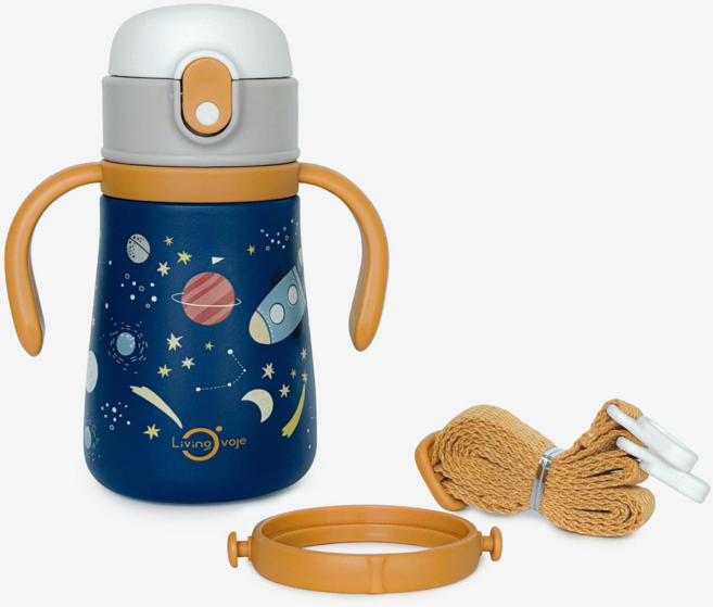 프리미엄 갤럭시 유아 텀블러 스트랩포함 360ml, 1개, 네이비
