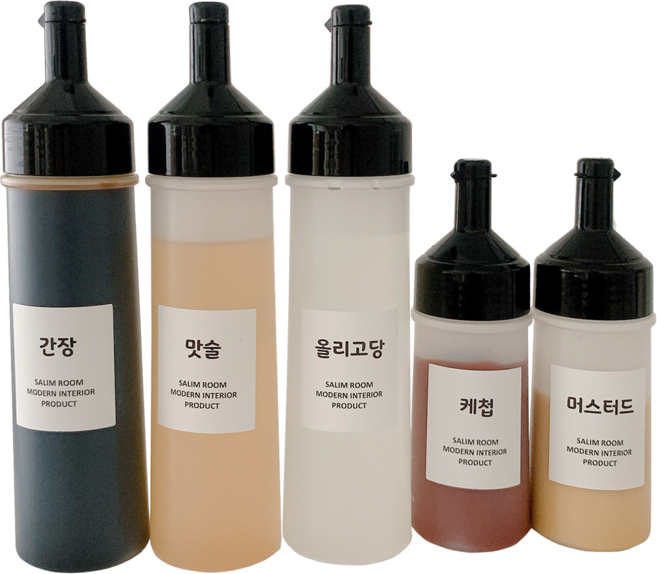 국내산 소스통세트 10개 블랙캡 - 모던라벨 18종, 500ml