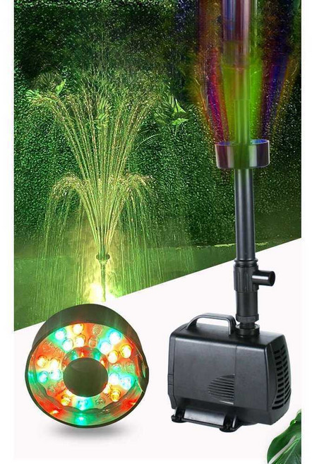 버섯 분수 노즐 펌프 세트 야외 분수대 조명 분수등 조경 수중 장식, 더블 샤워 타입 120와트(LED 컬러 조명)