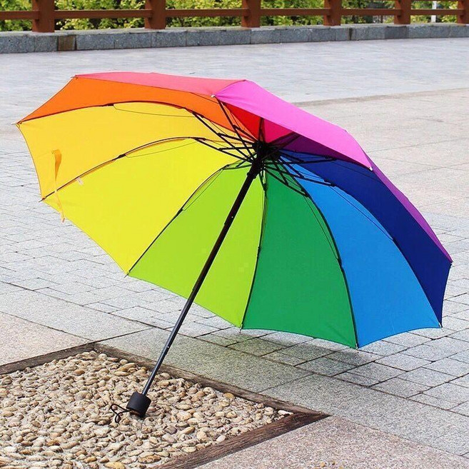 彩虹傘 折疊傘 10骨 格子晴雨傘