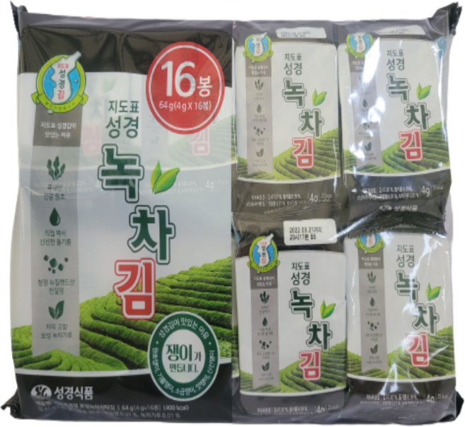 지도표 성경김 녹차식탁김 16단, 4g, 32개