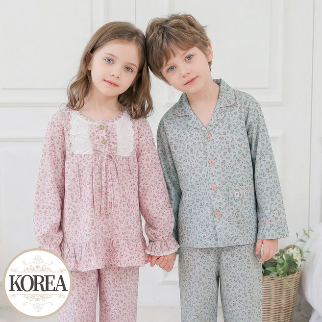 유아 개버딘 순면 잠옷 파자마 스프링
