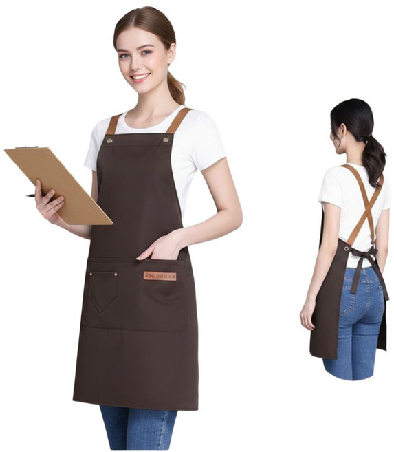 딜리홈 길이조절 방수 앞치마 주방용 식당용 카페 작업용 앞치마, 1개, 브라운