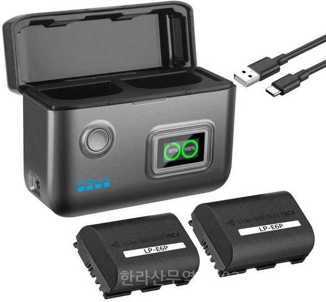 LP-E6P LP-E6NH 배터리 2400mAh LP E6P EOS R5 Mark II R6 R7 R 5DS 5D III 6D 80D 90D용, 2 Battery 1 Charger