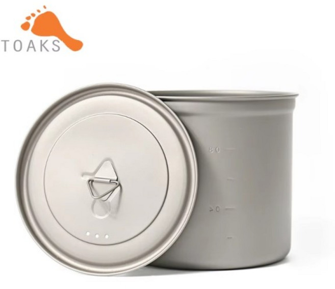 티타늄캠핑냄비 TOAKS 냄비 1100 초경량 야외 장비 머그잔 뚜껑 및 접이식 손잡이 식기 조리기구 1100ml, 1개, 1) 1100ml pot