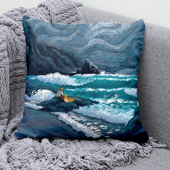 빈센트 반 고흐 별밤 일러스트 사각쿠션 양면소파쿠션 솜포함 영감 감성 예술 힐링 거실 사무실 침실 장식 세탁편리 방꾸미기 선물용 포근함 인테리어, 고흐풍의 명화-3, 45 x 45CM 솜포함 양면쿠션