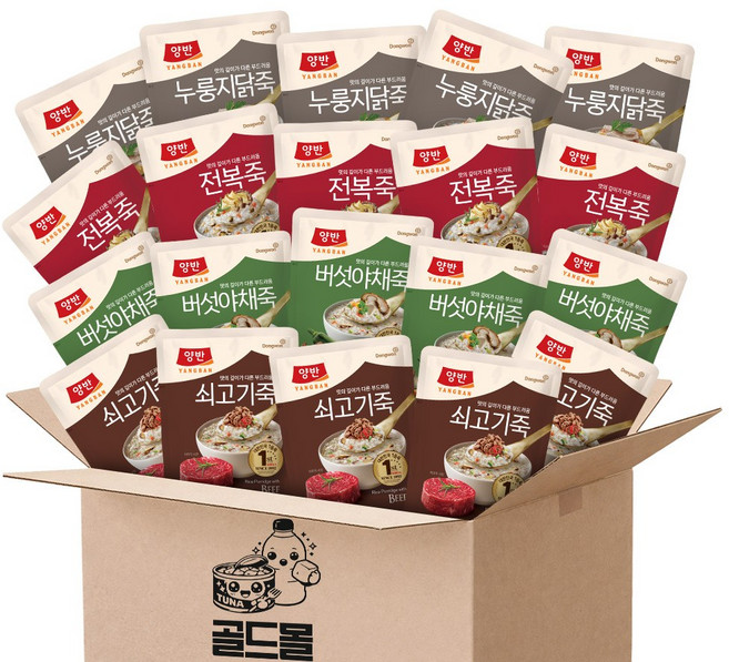 동원 양반 파우치죽 (전복5+쇠고기5+버섯야채5+누룽지닭죽5), 20개, 420g