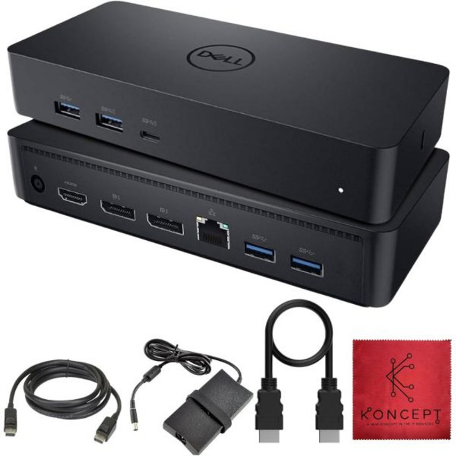 델 D6000S 범용 도킹 스테이션 USB C 130W HDMI 및 DP 케이블 리퍼비시, Dell D6000S 도킹 스테이션 번들 - 1년 보증, 1개