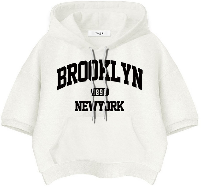 몰토벨리노 TSF 브룩클린1898 세미오버핏 고밀도 크롭 반팔 후드티