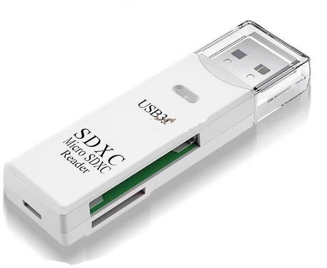 USB 3.0 SD/MicroSD 讀卡機 支援SDXC/MicroSDXC, 白色, 1個, USB多功能讀卡機