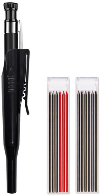 일상채움 2.8mm 샤프식 긴촉 목공용 목수 연필, 블랙, 1개