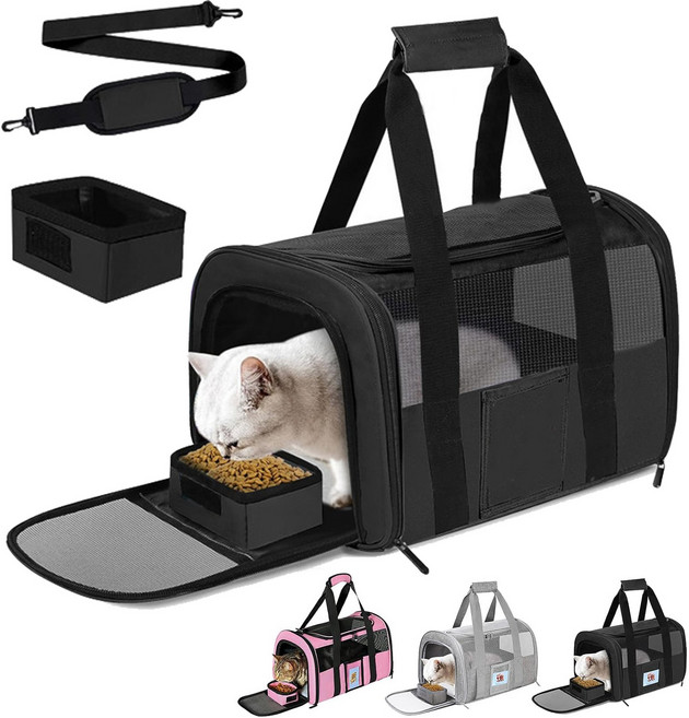 반려동물 대용량 삼면통풍 이동가방 숄더백, 1개, 검은색