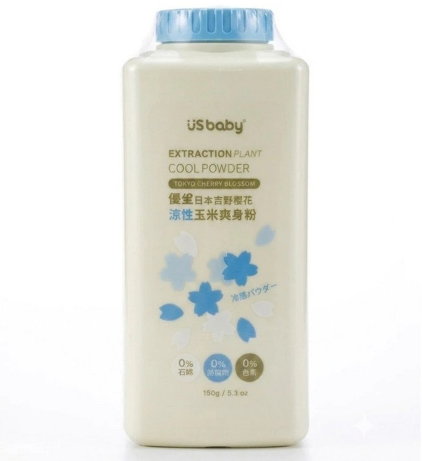 usbaby 涼性玉米爽身粉 東京櫻花, 150g, 1個