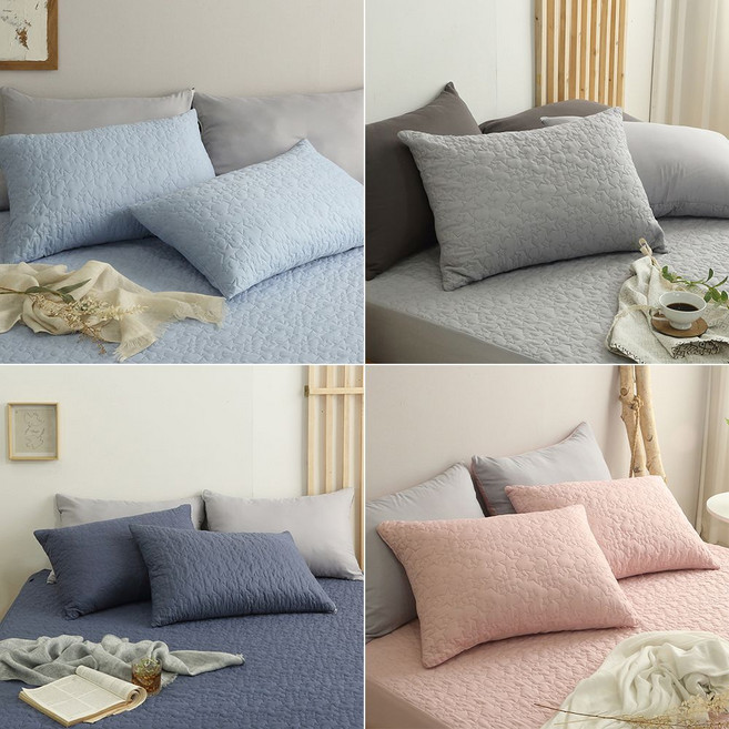 누빔 베개 커버 항균 기능성 사계절 마이크로 베개 커버 데일리 표준 세트 싱글 신혼