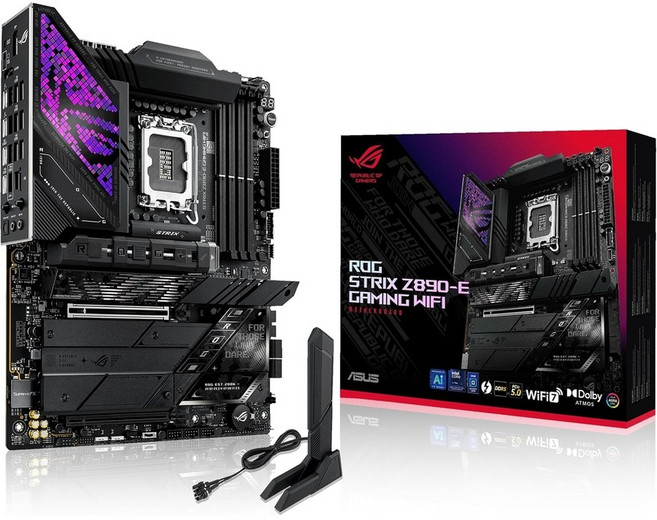 아수스 로그 스트릭스 Z890-E WiFi7 인텔 Z890 ATX DDR5 썬더볼트4 메인보드 관부가세포함, Z890-EM.2 x7 WiFi 7, LGA 1851 코어 울트라