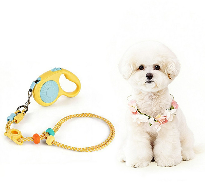 반려견 자동 리드줄 3m 꼬임방지 산책줄, 옐로우, 1개