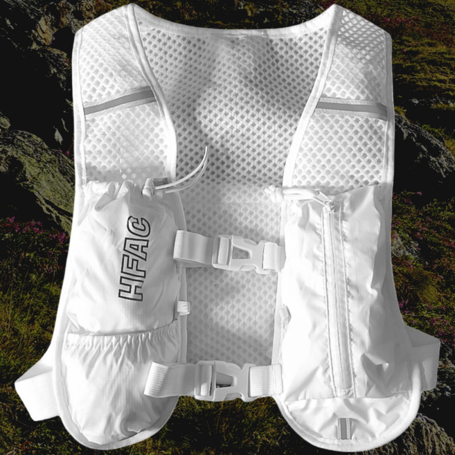 HFAC 러닝조끼 베스트 트레일 등산 러닝 마라톤 경량 가방, 화이트