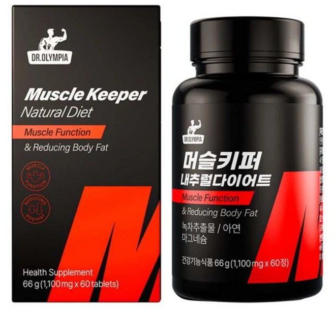 머슬키퍼 내추럴다이어트 녹차추출물 아연 마그네슘 닥터올림피아 60정, 1개, 1정 - 쿠팡