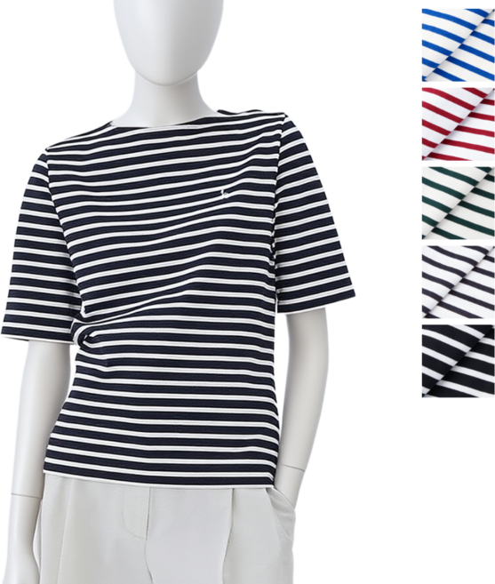헤지스 여성 여름 면100% 스트라이프 반소매 티셔츠