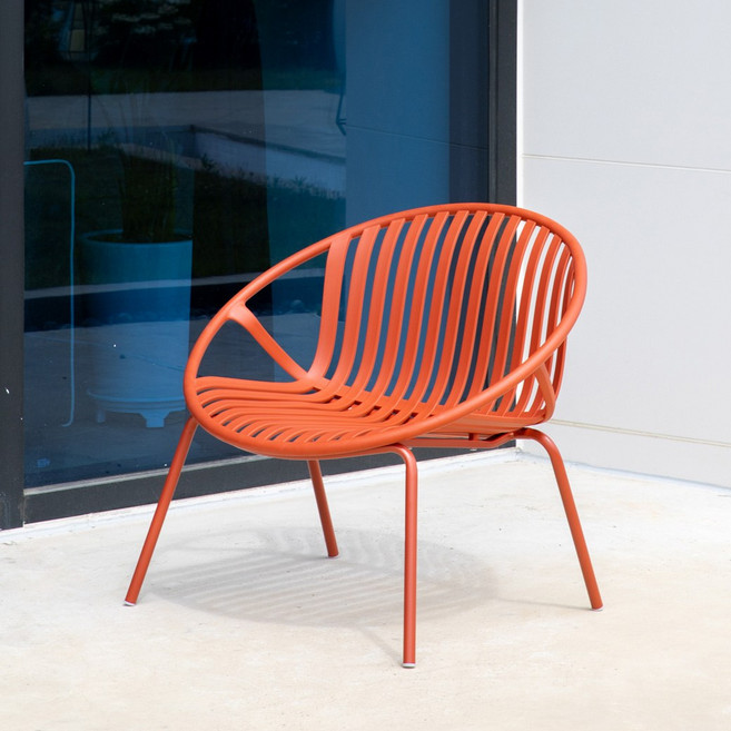 레이나 철제 카페 테라스 정원 낮은 라운지 플라스틱 야외의자, 1개, 레드