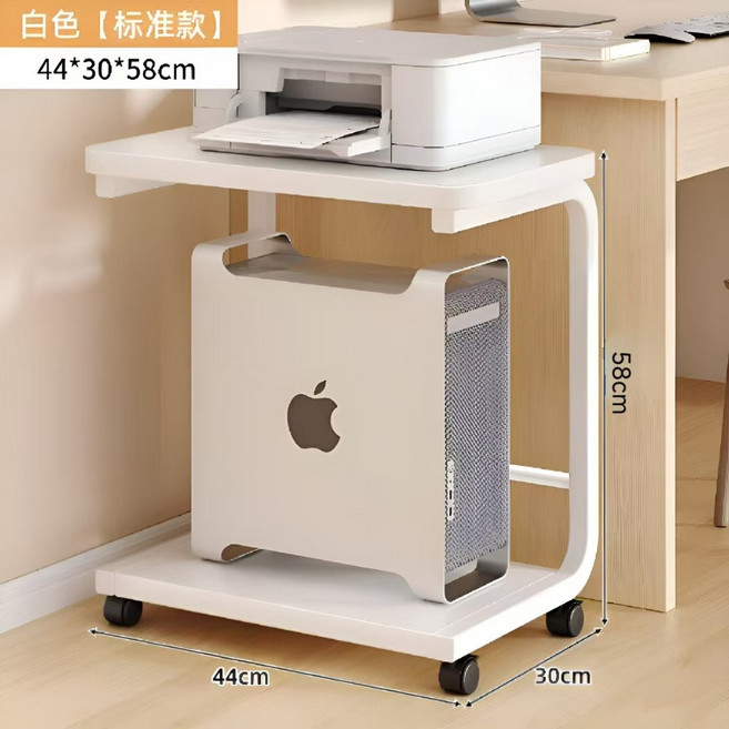 電腦主機架 滾輪設計 散熱收納推車, 可移動白色【長44標準款】